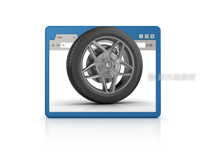 Web浏览器与汽车轮胎- 3D渲染